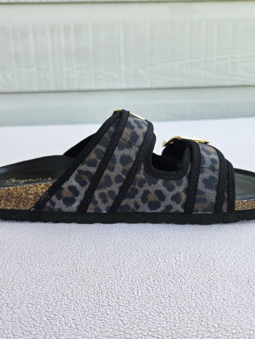 Seychelles Slides Sandals Women SZ 6 Leopard Print Buckle Straps Memory Foam - Picture 4 of 12